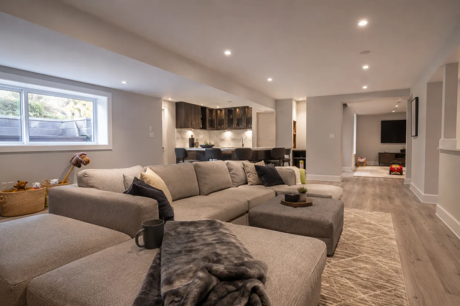 Completed Basement Renovations in Maple, designed and built by Andare Homes